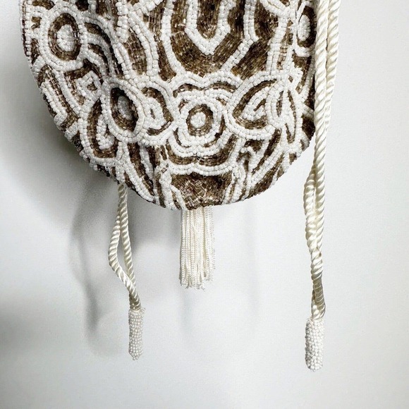NWOT Free People Penny Beaded Pouch Bag Drawstring Cream One Size OS - Picture 5 of 9